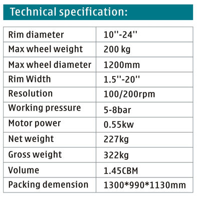 شاشة LED آلة موازنة عجلة الشاحنة CE Truck Tire Balancer 100 / 200rpm